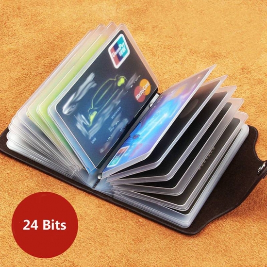 24 Bits Credit Card Holder Business Bank Card Pocket Pvc Large Capacity Card Cash Storage Clip Organizer Case Wallet Cardholder