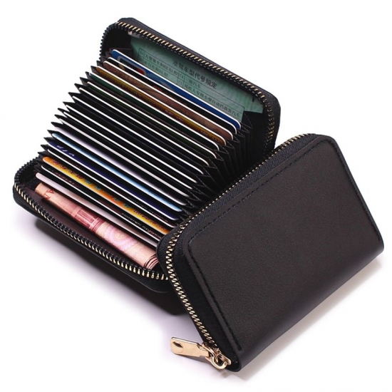 Business Card Holder Wallet Women-Men Gray Bank-Id-Credit Card Holder 20 Bits Card Wallet Pu Leather Protects Case Coin Purse