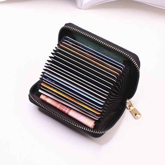 Business Card Holder Wallet Women-Men Gray Bank-Id-Credit Card Holder 20 Bits Card Wallet Pu Leather Protects Case Coin Purse