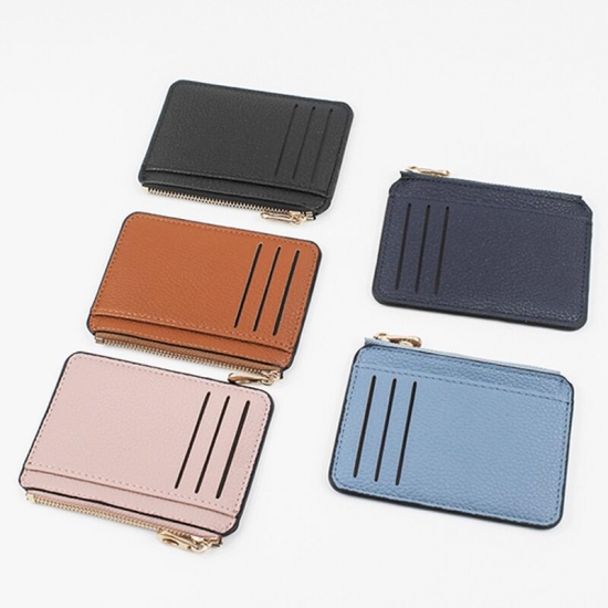 9 Card Slots Ultra-thin Zipper Credit Card Holder 100% Leather Men-amp;#39;S Wallet Slim Simplicity Coin Purse Wallet Cardholder Bags