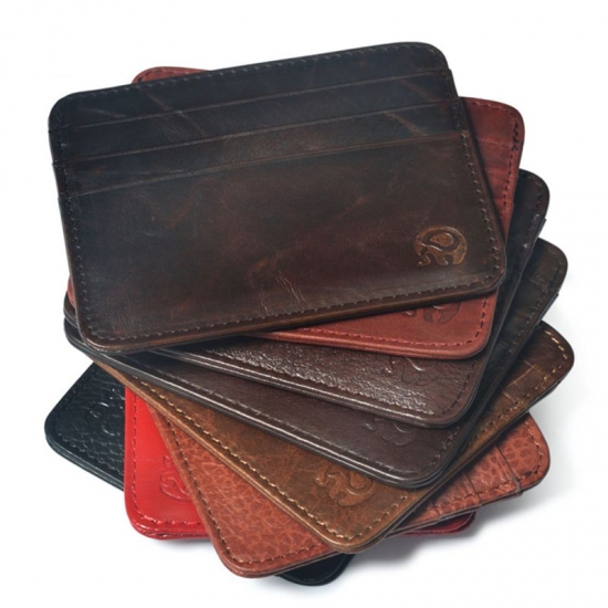 New Cowhide Leather Credit Card Case Mini Id Card Holder Small Purse For Man Slim Men-amp;#39;S Wallet Cardholder