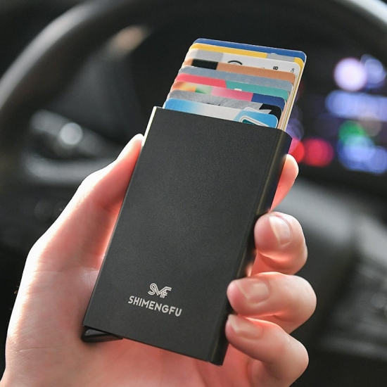 Kemy Rfid Credit Card Holder Slim Thin Pop Up Smart Wallets Men Women Business Bank Cardholder Aluminum Metal Card Pocket Case