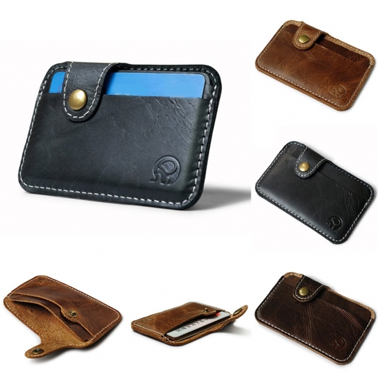 Retro Leather Credit Business Mini Card Wallet 2022 Convenient Man Women Smart Wallet Business Card Holder Cash Wallet Card Case