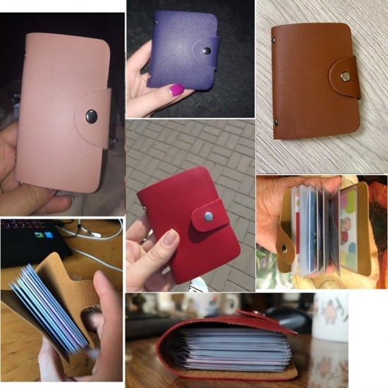 New Leather Function 24 Bits Card Case Business Card Holder Men Women Credit Passport Card Bag Id Passport Card Wallet 8 Colors