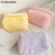 Purdored 1 Pc Warm Winter Solid Color Fur Makeup Bag Women Soft Travel Cosmetic Bag Organizer Case Lady Make Up Case Necessaries