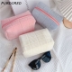 Purdored 1 Pc Cute Fur Makeup Bag For Women Zipper Large Solid Color Cosmetic Bag Travel Make Up Toiletry Bag Washing Pouch