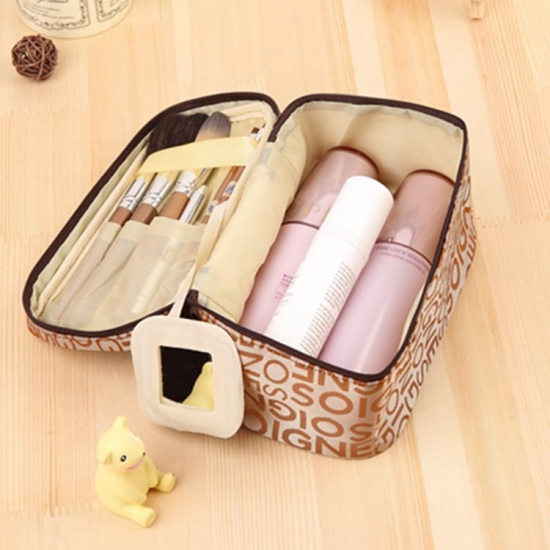 New Women-amp;#39;S Lettered Make-up Bag Fashion Square Travel Portable Storage Wash Bag Cosmetic Storage Y