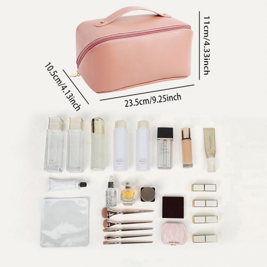 Large-capacity Travel Cosmetic Bag Portable Leather Makeup Pouch Women Waterproof Bathroom Washbag Multifunction Toiletry Kit