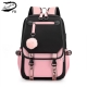 Fengdong Large School Bags For Teenage Girls Usb Port Canvas Schoolbag Student Book Bag Fashion Black Pink Teen School Backpack