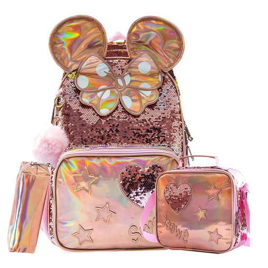 School Bags For Girls School Backpack 13-amp;Quot; 16-amp;Quot; Champagne Sequins  School Supplies For Girls Backpacks For School Teenagers Girls
