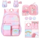 Side-opening School Bags Waterproof School Backpack For Girls Gradient Color Princess Backpack Kids Schoolbag Primary School