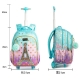 3 In 1 School Children-amp;#39;S Backpack With Wheels Kids Wheeled School Bag Teenagers Girls Canvas Backpack Travel Trolley Bags