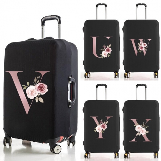 26 Pink Letters Suitcase Cover Protector Dust-proof Scratch Resistant Luggage Cover  Apply To 18-amp;#39;-amp;#39;-32-amp;#39;-amp;#39; Suitcase Accessories