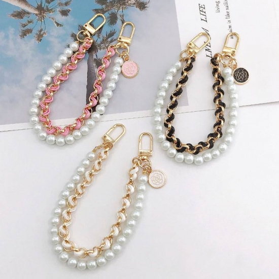 Vintage Pearl Bag Strap For Handbag Double Layer Chain Pearl Phone Lanyard Exquisite Diy Purse Replacement Handles Bag Accessory