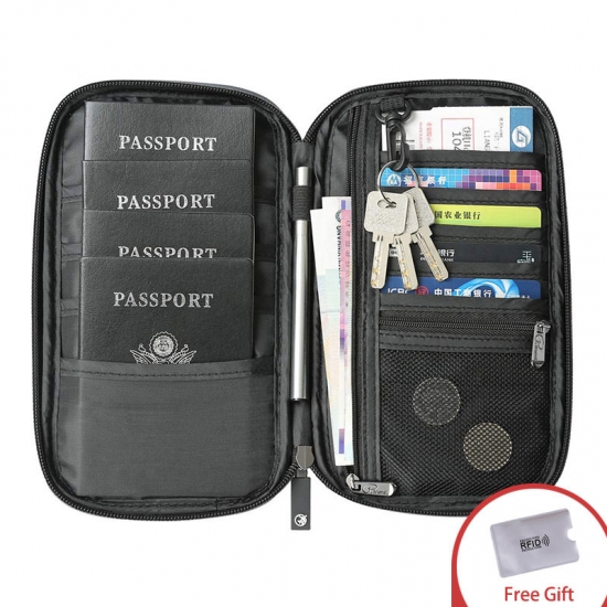 Rfid Travel Passport Wallet Multi-function Waterproof Family Passport Holder Trip Document Organizer Credit Card Package Purse