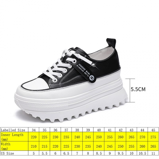 Fujin 5-5Cm Genuine Leather Platform Wedge Shoes Chunky Sneaker White Casual Shoes Comfortable Breathable Spring Autumn Shoes