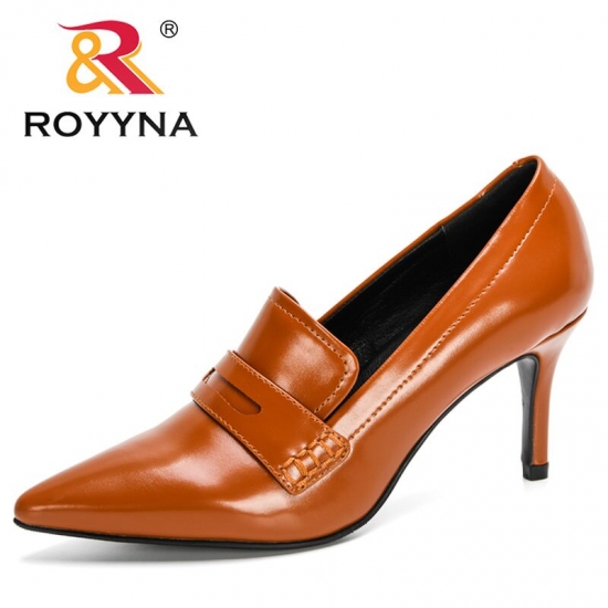 Royyna New Designers Original Top Quality Women Pumps Pointed Toe Thin Heels Dress Shoe Nice Leather Wedding Shoes Feminimo