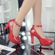 Ankle Strap High Heels Sexy Women-amp;#39;S Pumps Patent Leather Woman Thick Platform Mary Jane Women Party Shoes Buckle Shallow Shoes