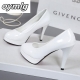 10Cm High-heeled Shoes Waterproof Platform Sexy Fine With Round Head Feet Korean Women-amp;#39;S Shoes Patent Leather Large Size S071