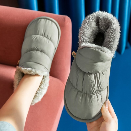 Mo Dou 2023 New Warm Winter Slippers Plush Flat Waterproof Women Shoes Couples Home Indoor Outdoor Soft Cozy Quality Eva Design