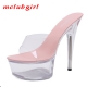 Mclubgirl  2022 Models Sexy Super 15Cm Stiletto Platform Slippers Transparent Crystal Shoes Wedding Shoes High-heel Lfd