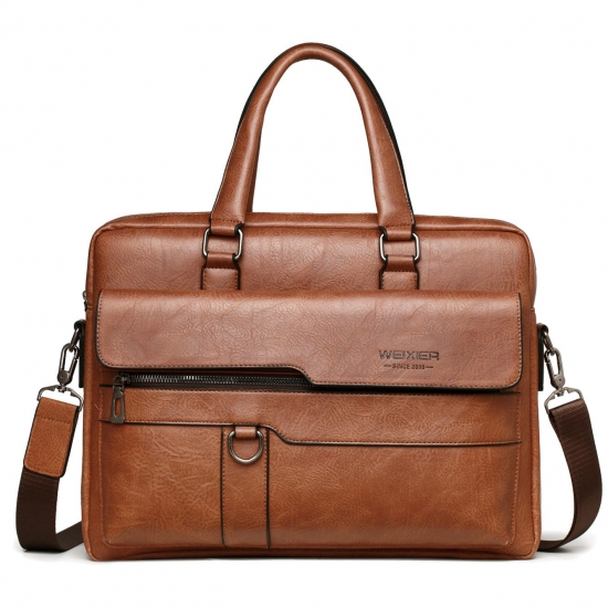 2022 Men Briefcase Bag High Quality Business Famous Brand Pu Leather Shoulder Messenger Bags Office Handbag 14 Inch Laptop Bag
