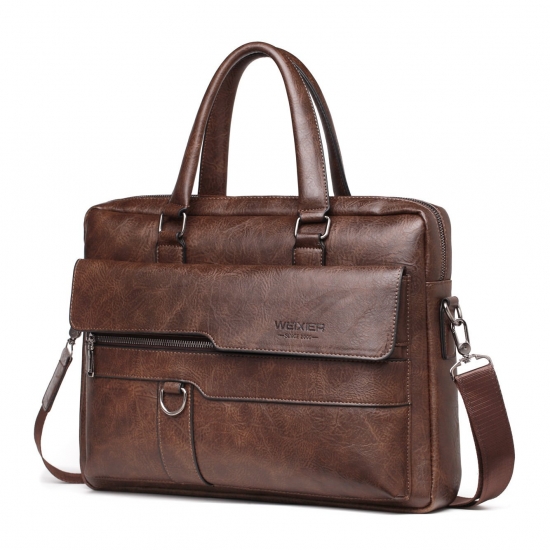 2022 Men Briefcase Bag High Quality Business Famous Brand Pu Leather Shoulder Messenger Bags Office Handbag 14 Inch Laptop Bag