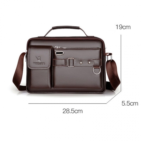 Men Pu Leather Shoulder Fashion Business Crossbody Bags Handbags Black Bag Men Laptop Briefcases Bag With Shoulder Strap 2022New