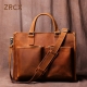 Zrcx Vintage Man Handbag Briefcase Men Shoulder Crazy Horse Genuine Leather Bags Brown Business Fashion 14 Inch Laptop Bag
