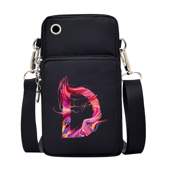 Cross Body Cell Mobile Phone Pocket Card Purse Small Bag Women Shoulder Pouch Multi-functional Package With Paint 26 Letters