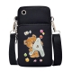 Waterproof Mobile Phone Bag Case For Iphone Samsung Xiaomi Crossbody Women Shoulder Package Wallet Pouch With Bear 26 Letters