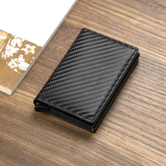 Custom Name Business Bank Credit Card Holder Men Wallet Coin Leather Wallet Rfid Aluminium Box Cardholder With  Clips Purse