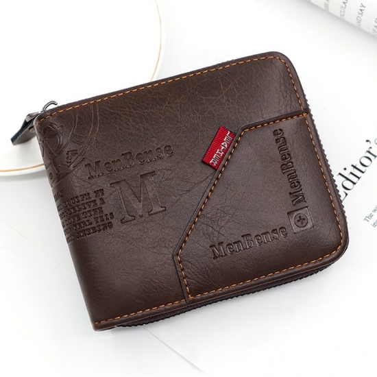 Men-amp;#39;S Wallet Made Of Leather Wax Oil Skin Purse For Men Coin Purse Short Male Card Holder Wallets Zipper Around  Coin Purse