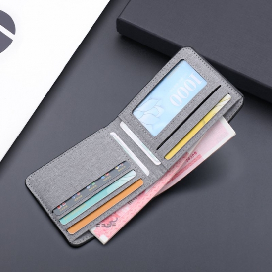 Canvas Men Wallet Black-Blue-Gray Card Holder Wallet Male  Bag 2022 Id-Photo-Bank Holder Short Purse Credit Card Case Bag