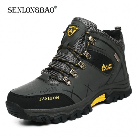Brand Men Winter Snow Boots Waterproof Leather Sneakers Super  Warm Men-amp;#39;S Boots Outdoor Male Hiking Boots Work Shoes Size 39-47