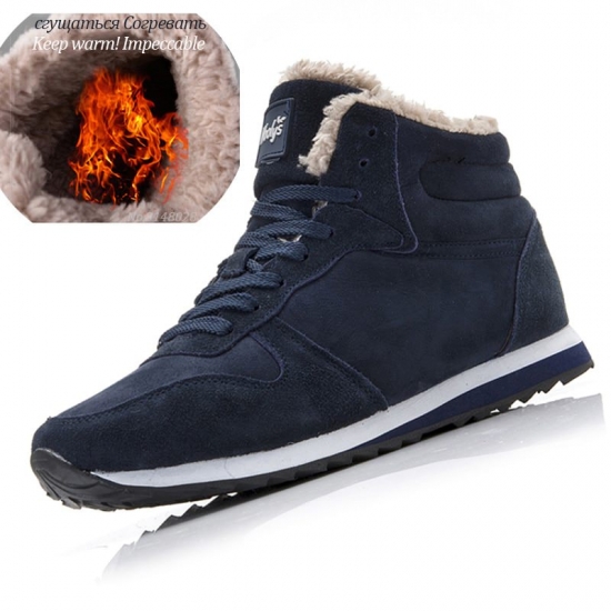 Men Boots Men Winter Shoes Plus Size 48 Keep Warm Ankle Botas Hombre Leather Winter Boots Shoes Men Plush Winter Sneakers Mens