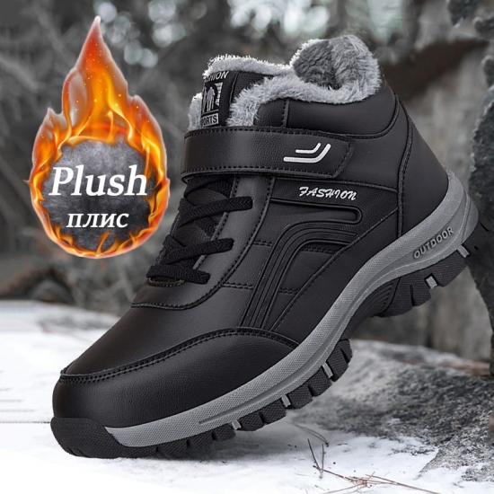 2022 Winter Leather Boots Women Men Shoes Waterproof Boot Man Plush Keep Warm Sneakers Man Outdoor Ankle Snow Boots Casual Shoes
