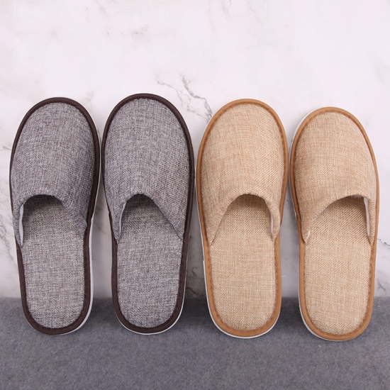 2021 New Simple Unisex Cotton And Linen Slippers Hotel Travel Spa Portable Men Slippers Disposable Home Guest Indoor Slipper