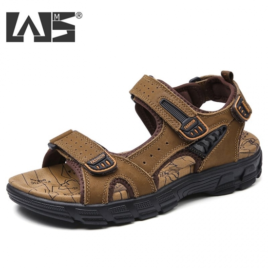 Men-amp;#39;S Genuine Leather Sandals Brand Classic Sandal Summer Male Outdoor Casual Lightweight Sandal Fashion Sneakers  Big Size 46
