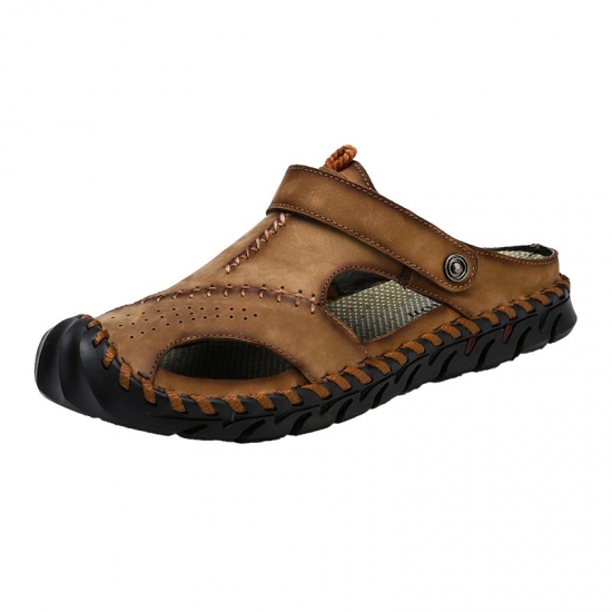 New Casual Men Soft Sandals Comfortable Men Summer Leather Men-amp;#39;S Slippers Men Roman Summer Outdoor Beach Sandals Big Size 38-48
