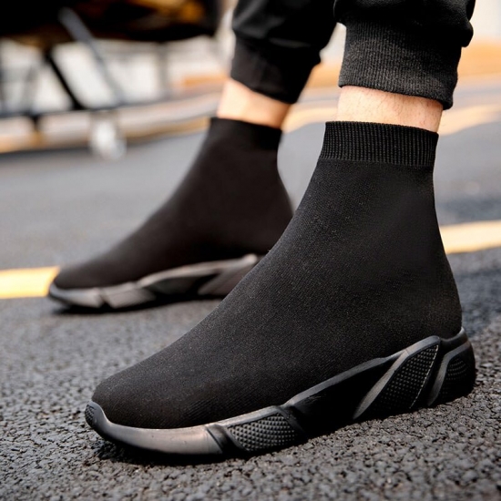 Mwy Men High Top Sneakers Flying Woven Socks Shoes Schoenen Mannen Black Trainers Soft Comfortable Couple Casual Shoes Plus Size