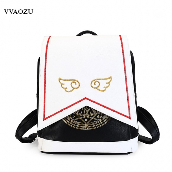 Anime Card Captor Sakura Girls Backpack Cardcaptor Sakura Shoulder Bag Kawaii Cosplay Lolita Magic Bags With Embroidery Wings