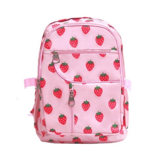 Harajuku Kawaii Strawberry Pack Bag Canvas Backpack Sweet Lolita Girl Student Zipper Lolita Schoolbag Travel Bag