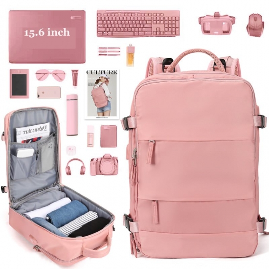 Women Laptop Backpack 15-6Inch Teenage Girl Usb Charging School Backpack Independent Shoe Bag Travel Backpack Outdoor Backpack
