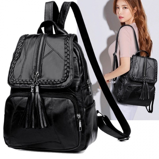 Fashion Leisure Women-amp;#39;S Backpack Travel Soft Pu Leather Handbag Shoulder Bag