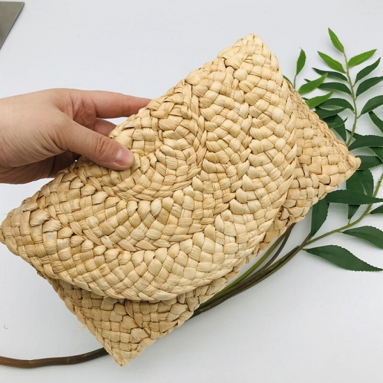 New Corn Fur Woven Bag Clutch Bag Women-amp;#39;S Large-capacity Clip Bag Hand-woven Bag Mobile Phone Bag Coin Purse