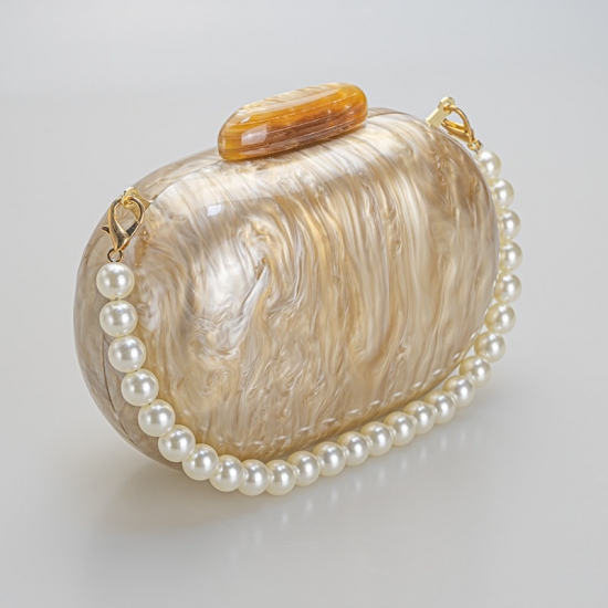 Pearl Acrylic Clutch Marble Handbags Egg Shape Women Evening Bag Wedding Wallets Party Prom Purses