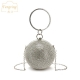 Silver Mini Round Ball Evening Bags For Women 2022 Fashion Diamonds  Clutch Bag Ladies  Messenger Bag Chain Handbag  Ftb166