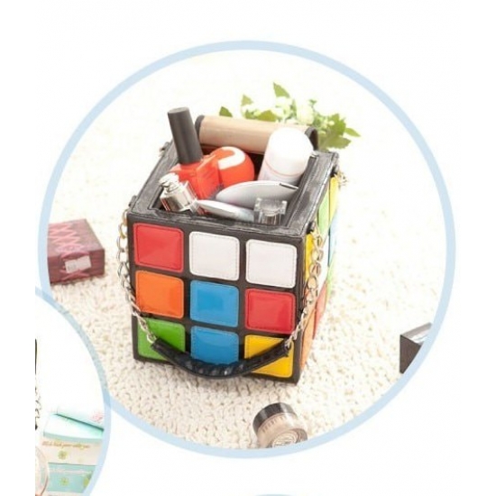 Pu Leather Fashion Casual Cube Shape Shoulder Bags Purse Clutch Purse Stereotypes Small Square Bag Colorful Crossbody Bags