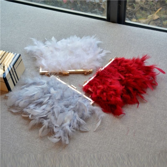 Feather Handbag Women-amp;#39;S Evening Clutch Bag Ostrich Feather Tote Evening Dressshoulder Bag Party  Bag Wallet Clutch Mochilas